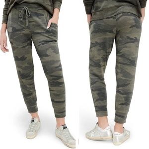 SPLENDID Women's Camo Camouflage Loose Fit Jogger Pants Drawstring Waist Gray S